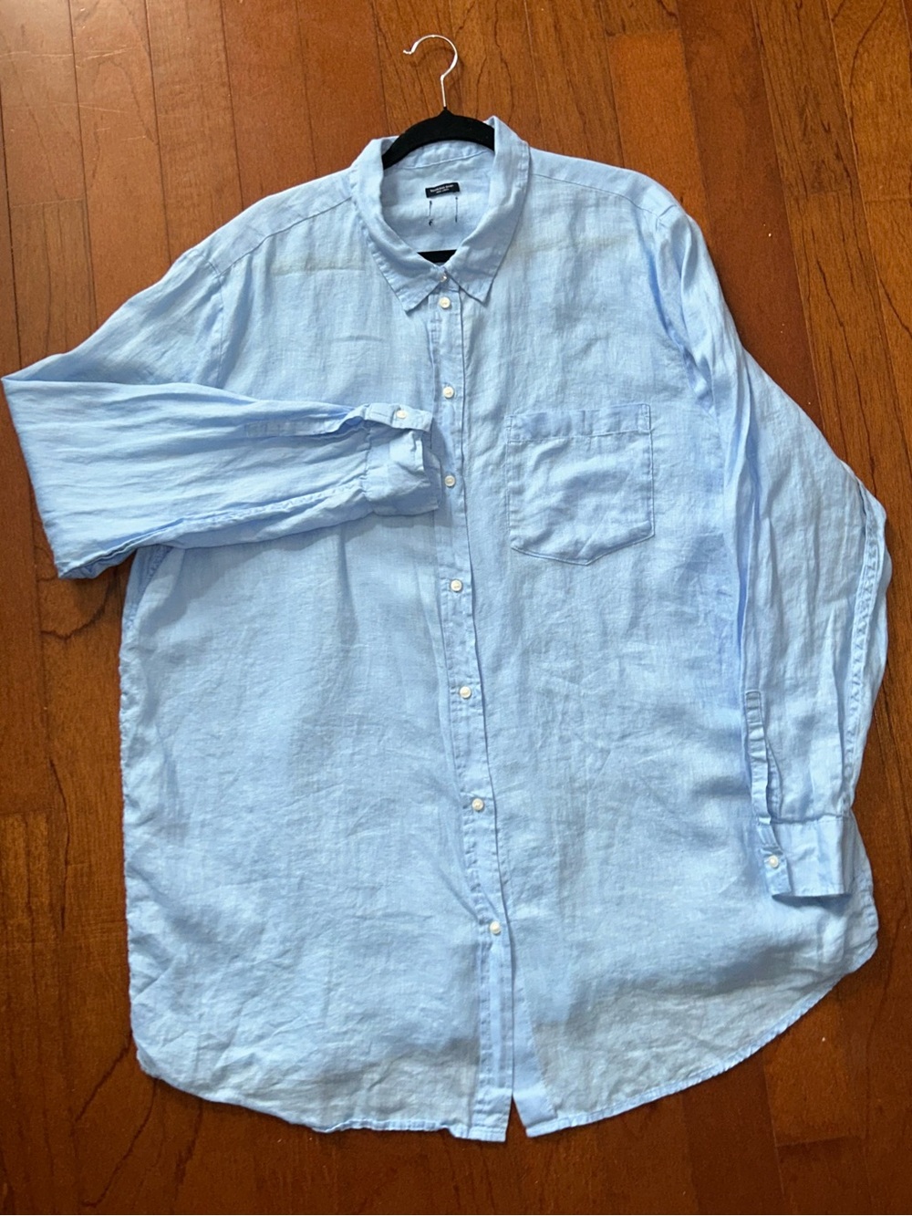 Gap Linen Oversized Boyfriend Shirt Button-Up Women’s XXL Blue Coastal - Picture 2 of 6